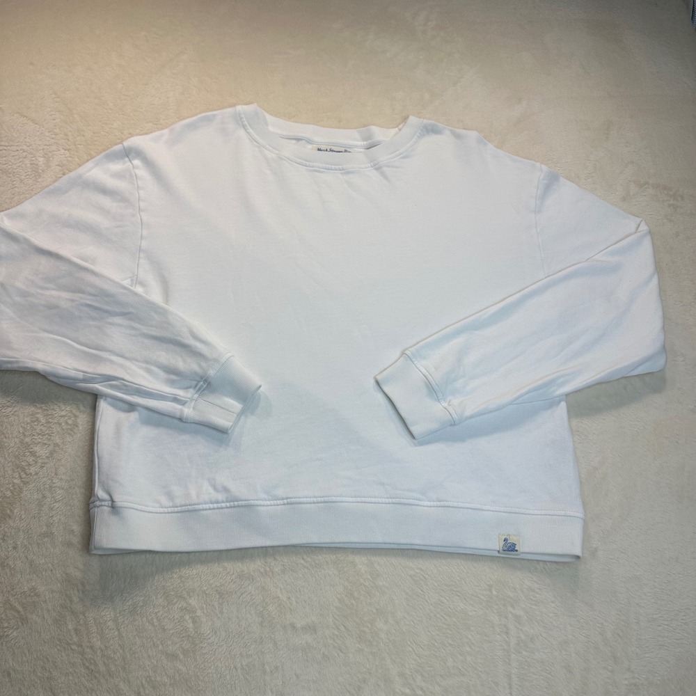 Merz b. Schwanen Good Basics White Crewneck Sweatshirt Women Size 5 M Medium